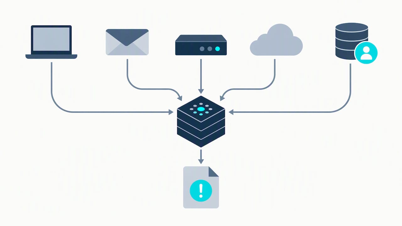Five telemetry sources converging into XDR correlation