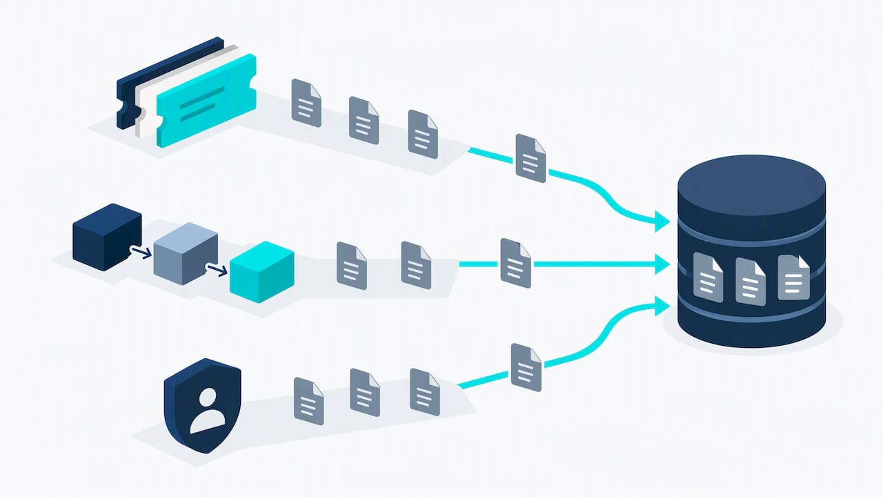 Evidence flowing from startup tools into one repository