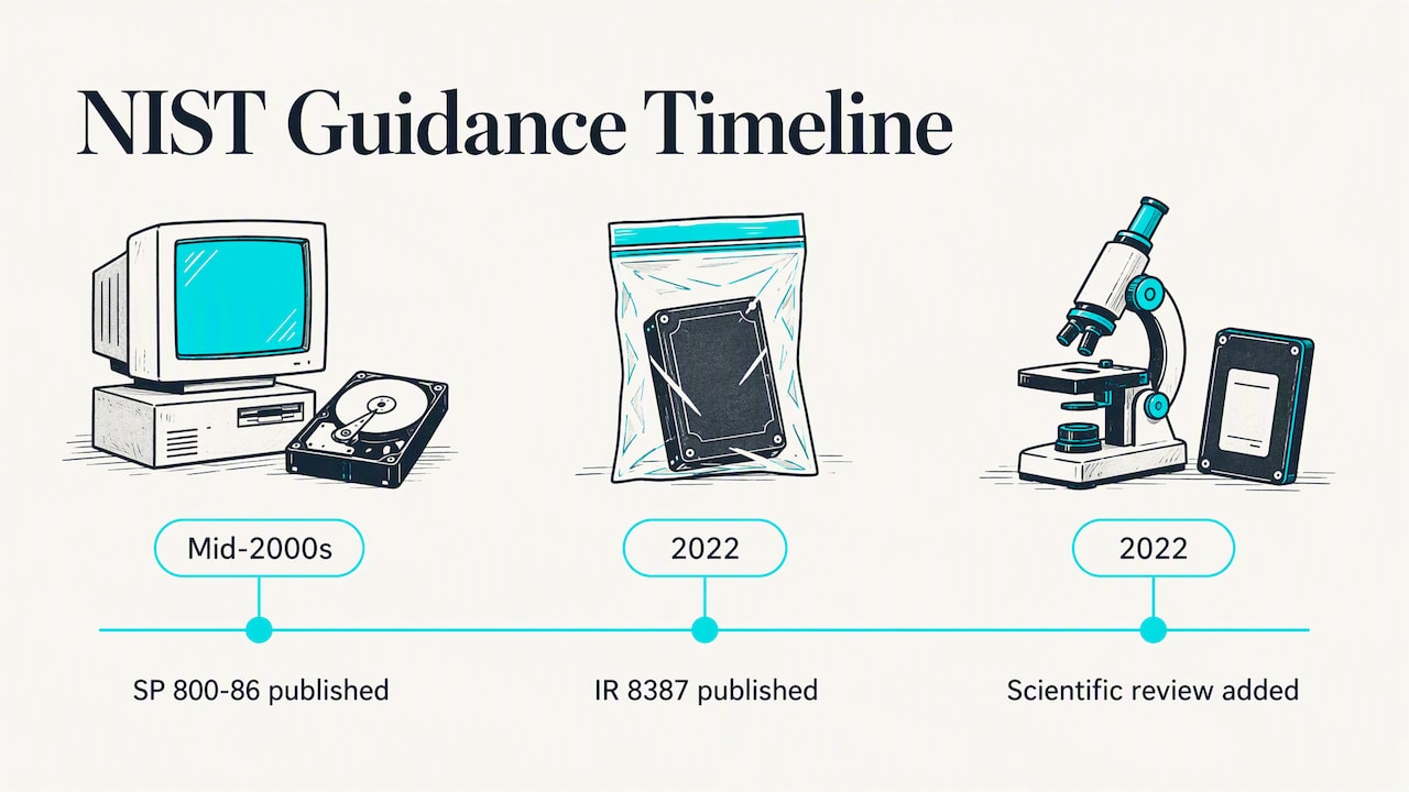 What has changed in NIST digital forensics guidance recently? — overview diagram