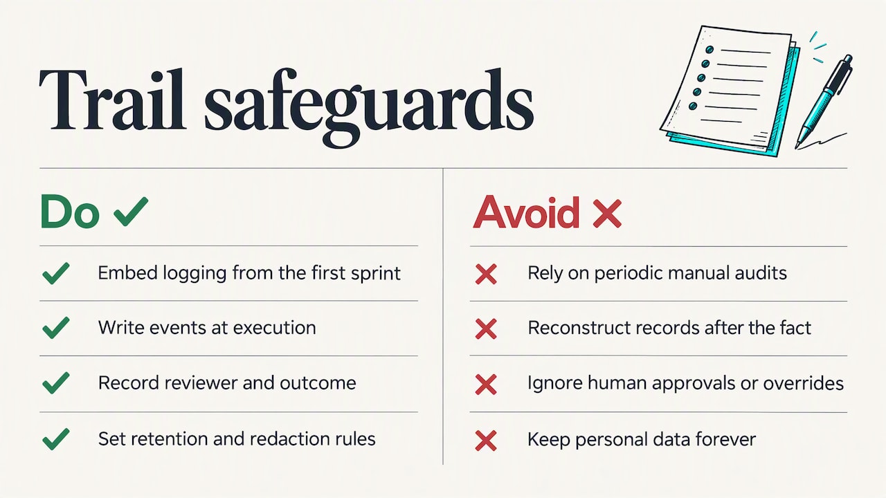 Mistakes that break a trail under scrutiny — overview diagram