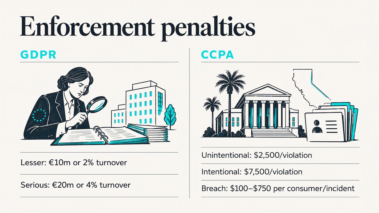 GDPR and CCPA penalty amounts compared
